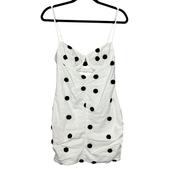 For Love and Lemons Abigail Mini Dress in Black and White Polka Dots Size M - Picture 5 of 10